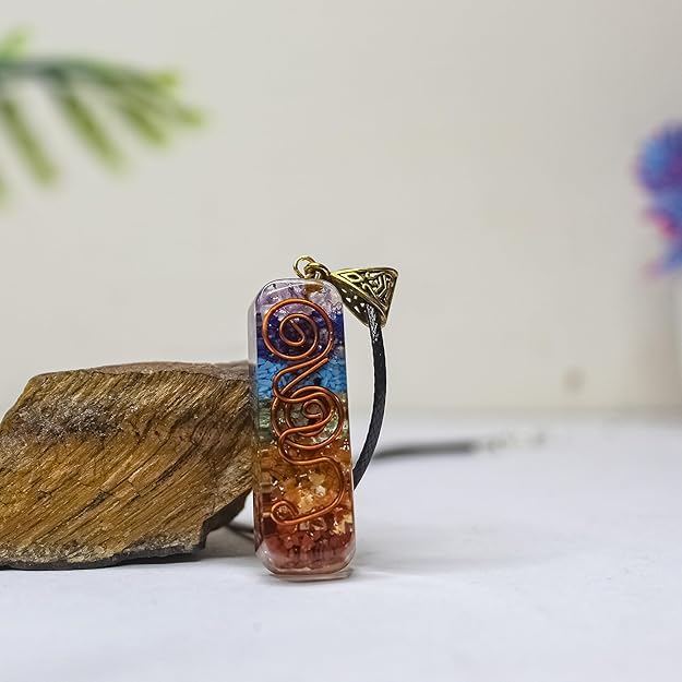 Image of Orgonite Pendant with Power Symbol Handmade Resin Energy Amplifier Necklace