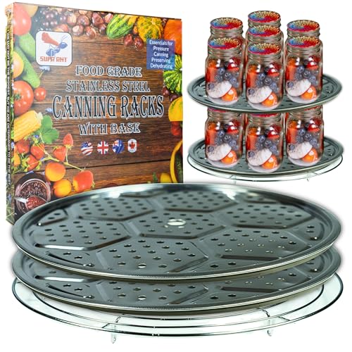 Supa Ant 10.8in Canning Rack for Pressure Canner (3pcs) - Stainless Steel, Stackable & Heavy-Duty Rack with Base - Universal Fit, Compatible, Presto, All American & More