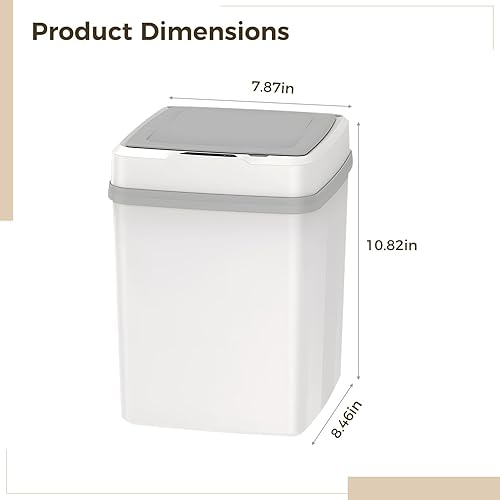 Miniatura 2 de Waterproof Sensor Trash Can, 12 L Automatic Bin for Kitchen, Bathroom, Rechargeable Lithium Battery, White