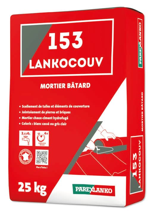 Mortier hydrofugé PAREXLANKO 153 pour scellement étanche des faîtages et tuiles