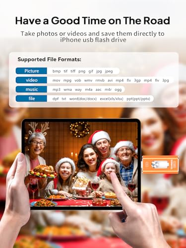 Image of 512GB Photo Stick for iPhone Flash Drive, Memory Stick Phone Storage for Photos and Videos Files Backup, Compatible with iPhone iPad Android PC, Plug & Play, No App Required (Cosmic Orange)