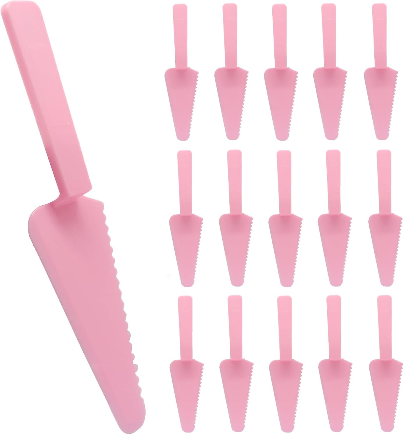 16 Pcs 9 Inch Disposable Plastic Cake Cutter (Pink)