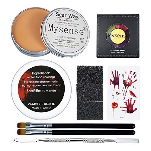 Mysense Nose and Scar Wax Set,Fake Wound Modeling Scar Body Paint Makeup Wax,Make Specail Effects For Halloween,Party, Festival,with 6 color paint and fake blood gel