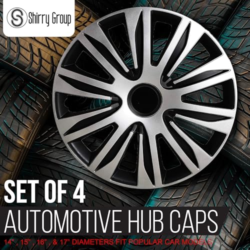 Hubcaps 4-Pack Kit, 17 inch Hub Caps Set of 4 Wheel Covers with Universal Snap-On Retention Rings, 2-Tone ABS Plastic Black and Silver Car Rims for All Models (SG-5083-DP-17) - Image 4