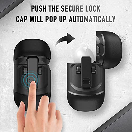 Image of Printme for AirPods Pro 2nd Generation Case 2022, Carbon Fiber Secure Lock Clip Full Body Shockproof Hard Shell Protective Case Cover with Keychain for Apple AirPod Pro 2 (Black)