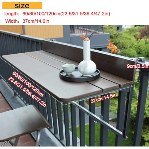 Mesa para ahorrar espacio al comer en balcones pequeños con soporte colgante ajustable 3