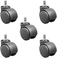 Kit 5 Rodinhas para Cadeira de Escritório e Gamer, Rodízio Nylon 50mm Antirrisco e Silenciosa, Pino Universal 11mm, Reforçada - Preto