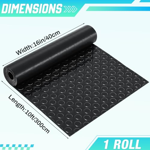 Image of Breling 16 in x 10 ft Rubber Flooring Rolls Mats, Heavy Duty Diamond Plate Coin Plate Garage Floor Mat, PVC Water /Stain Outside Resistant Parking Rv Trailer Flooring