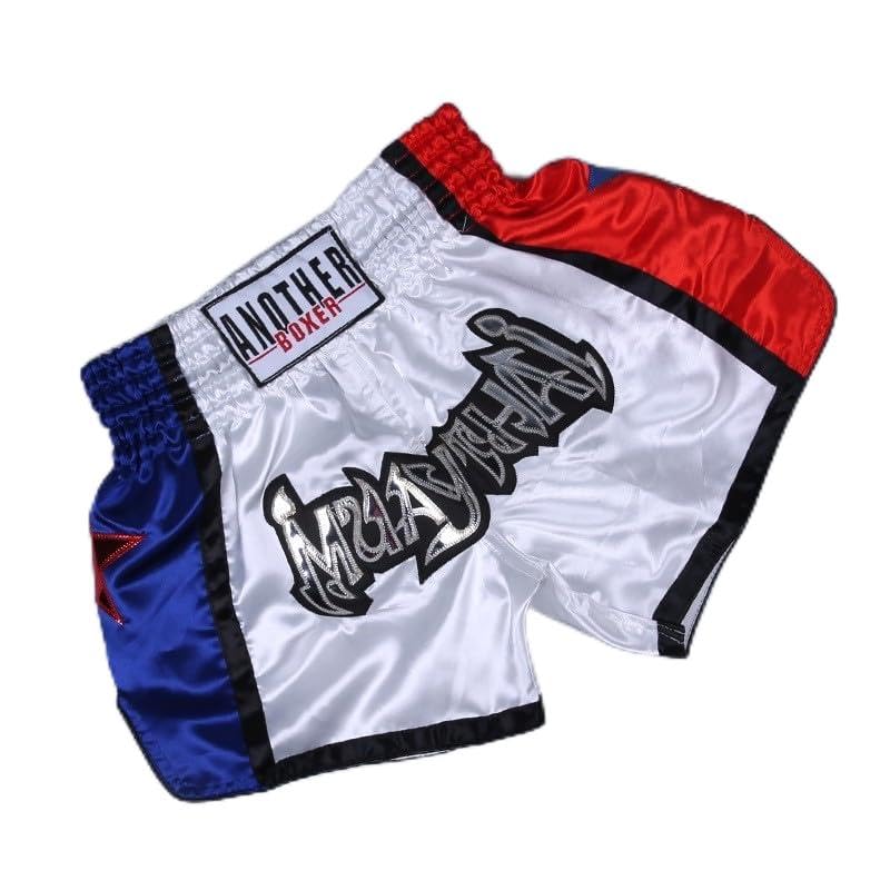Pantalones Cortos de Muay Thai, Unisex, Artes Marciales, Kickboxing, Lucha, Para Entusiastas del MMA (3XL, Blanco)