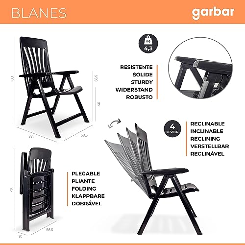 Fauteuils de jardin multiposition pliables blancs avec haut dossier - 4