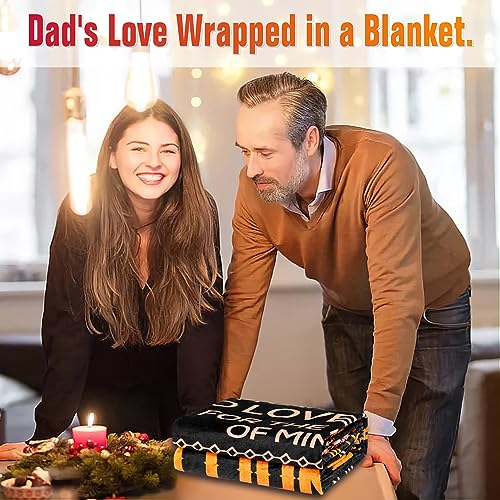 Custom Flannel Blanket Chrismas Birthday Personalization for Daughter Gift Flannel Plush Soft Bed Blanket Healing Thoughts Throws (Black, to My Daughter from Dad)