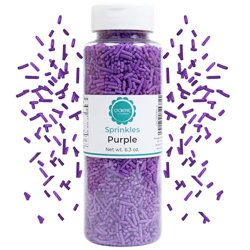 Image of O'Creme Purple Sprinkles for Cake Decorating, 6.3 oz | Kosher Pastel Sprinkles for Cupcakes, Cookies, Cakes, Ice Cream - Easy-Pour Jar