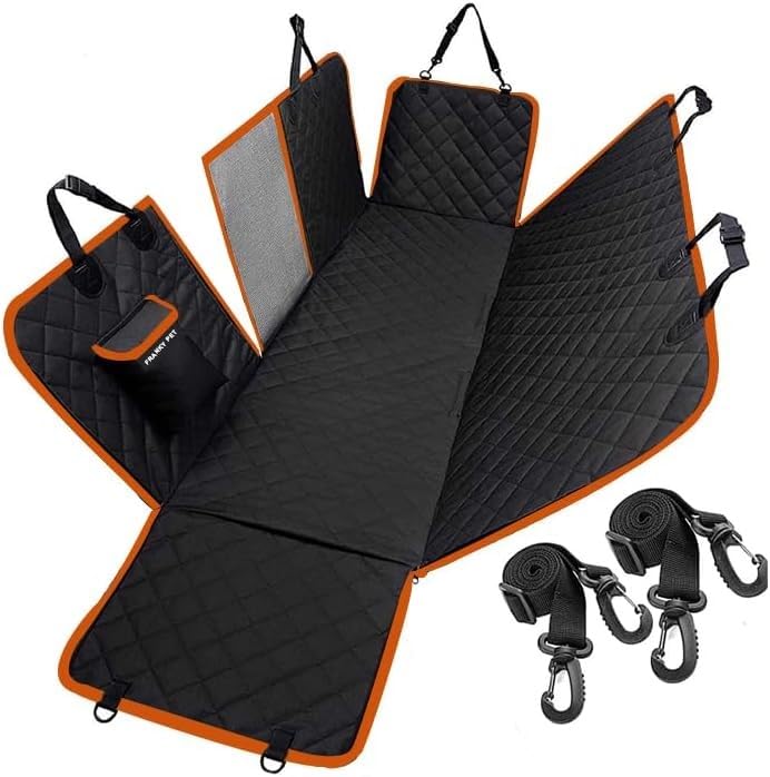 PetLux Dog Car Seat Cover for Back Seat, Dog Seat Cover with Mesh Window and Storage Pocket,100% Waterproof, Durable, Scratch Proof & Nonslip Dog Hammock for Cars, Trucks & SUV. (Black with Orange) (B0D1YRTN5C) Amazon Price History, Amazon Price Tracker