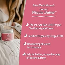 Organic Nipple Butter Breastfeeding Cream by Earth Mama | Lanolin-free, Safe for Nursing & Dry Skin, Non-GMO Project Verified, 2-Fluid Ounce