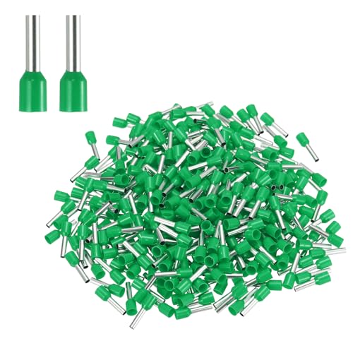 MECCANIXITY 1000Pcs AWG12 Wire Ferrules Crimp Terminal, VE 40-12 Copper Insulated Ferrule Crimping Connectors Kit for Stranded Wire, Electric Power Industrial Control System(Green)