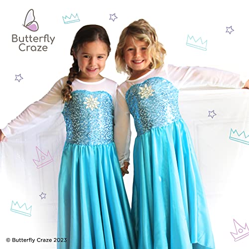 Butterfly Craze Children’s Snow Princess Costume Dress – Ice Queen Dress Up, Includes Gloves, Tiara, Blonde Braid & A Snowflake Wand, Perfect For Pretend Play, Dress-Up & Birthday Parties, M 3-4Yrs #TOP7
