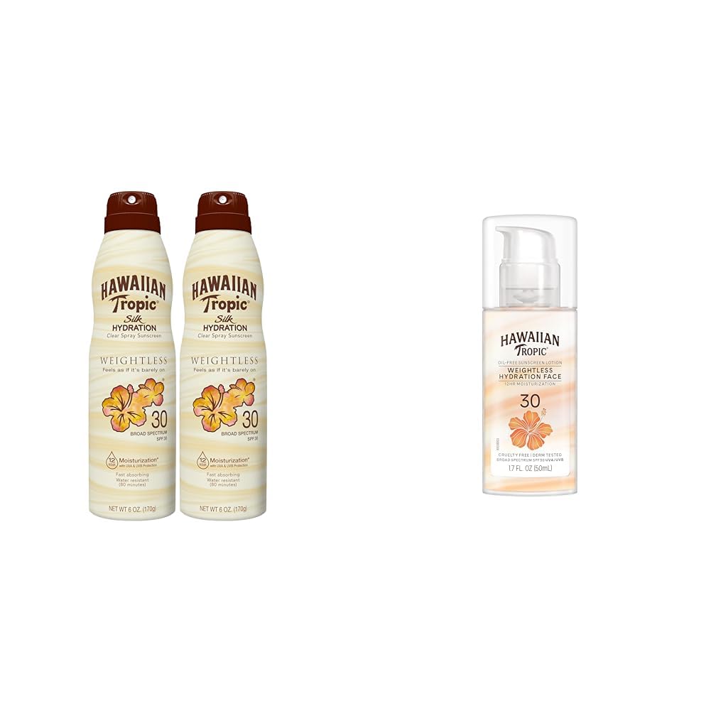 Hawaiian Tropic Weightless Hydration Clear Spray Sunscreen SPF 30 Weightless Hydration Lotion Sunscreen for Face SPF 30 1