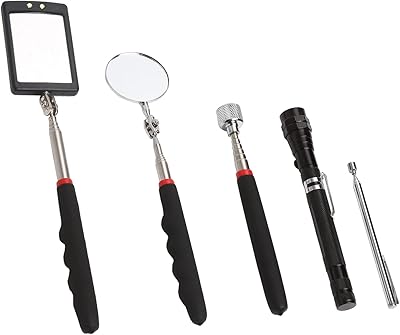 360 Swivel Inspection Mirror Telescopic Magnet Pickup Rod 5Pc Telescoping Extend NEW