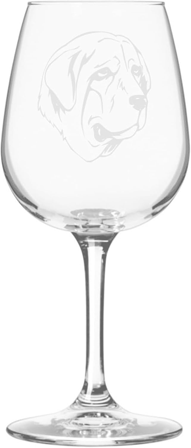 Spanish Mastiff Dog Themed Etched 12.75oz Wine Glass