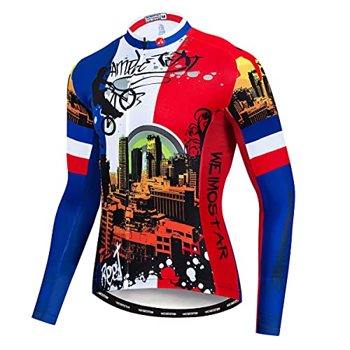 Hombres Ciclismo Jersey manga larga carretera bicicleta ropa transpirable bicicleta, Cf0172, XL Cover