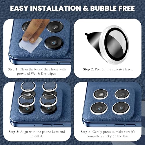 Image of FIRST MART Camera Lens Protectors for Motorola Edge 60 Stylus (6.7 Inches) Tough HD Individual Aluminum Alloy Lens Ring Cover, Scratch Resistant, Thin Lens Protection| Silver, 1 Pack