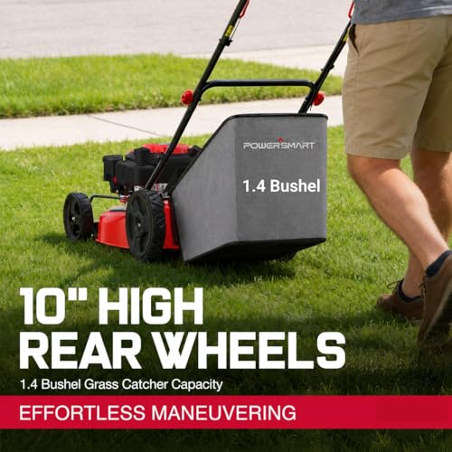 Image of PowerSmart 21-Inch Gas Self-Propelled Lawn Mower, 170cc OHV Engine, Reinforced Steel Deck, 3-in-1 Bagging /Mulching /Rear Discharge, 6 Cutting Heights (1.5 inch-3.9 inch), 10 inch Rear Wheels, Foldable Handle