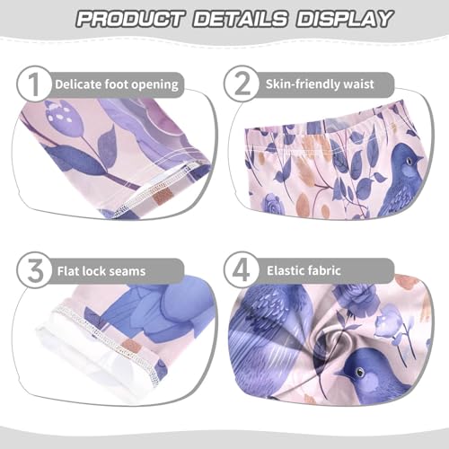 Toddler Girls Leggings Printed Yoga Pants Leggings Pink and Blue Pastel Colors Bird for Kids3