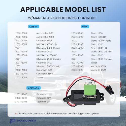 Image of PANNUOSCS Blower Motor Resistor 89019088 Fit for Chevy Silverado GMC Sierra