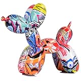 Balloon Dog Sculpture Home Decor, Modern Art Balloon Dog Statue Collectible Animal Dog Figurines...