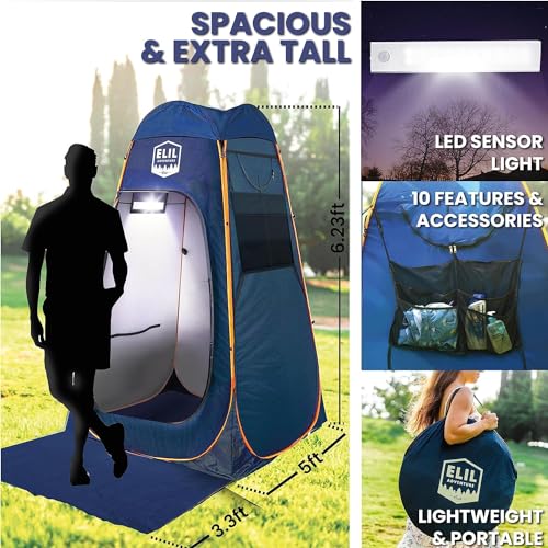 Camping-Shower-Tent-with-LED-Sensor-Light-623-ft-Camp-Shower-Large-Tent-Easy-Pop-Up-Privacy-Tent-Beach-Changing-Tent-Pop-Up-Shower-Tent-Outdoor-Shower-Enclosure-Portable-Shower-Tents-for-Camping