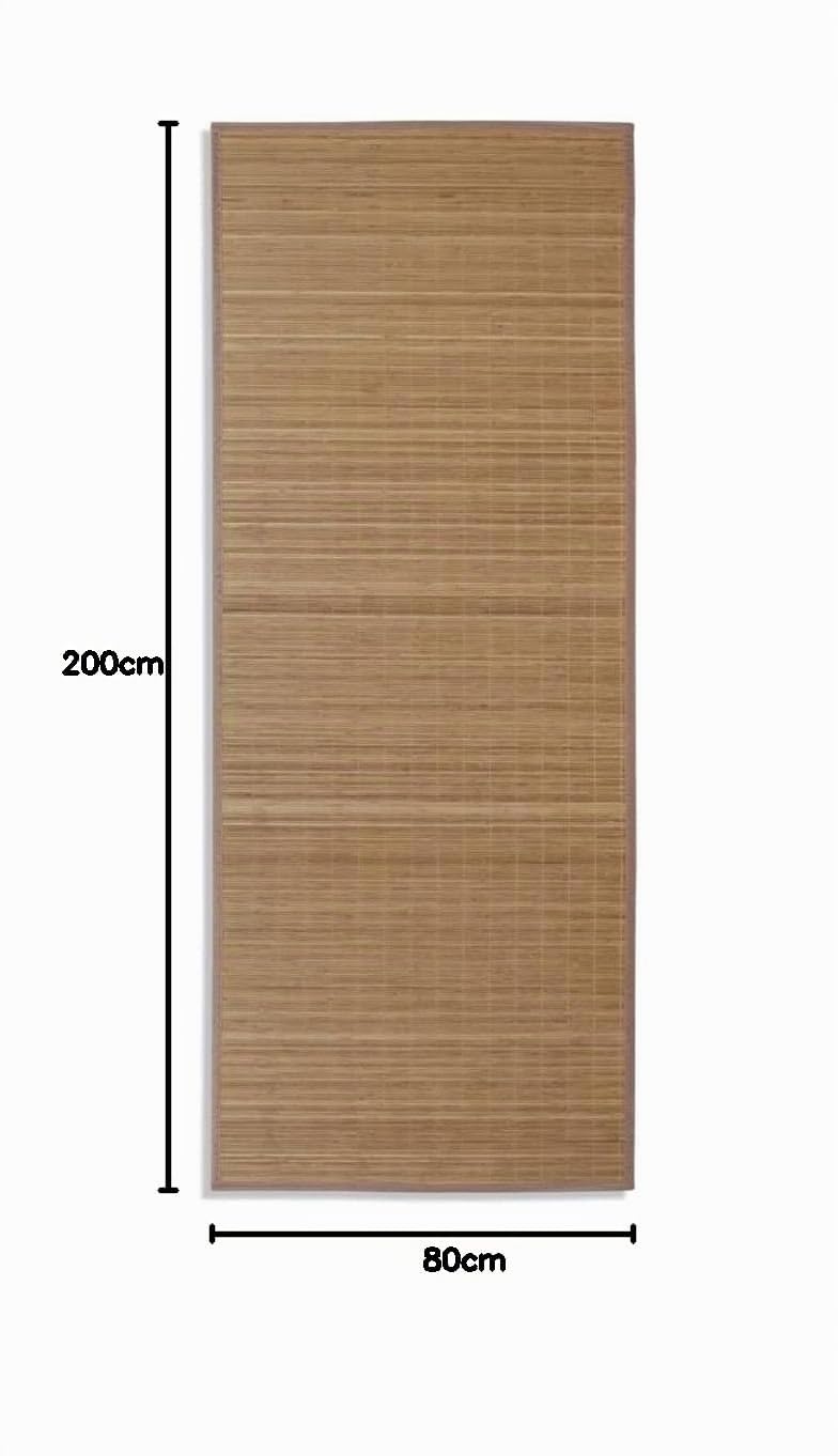 vidaXL Tapis en Bambou Brun à Latte Rectangulaire 80 x 200 cm