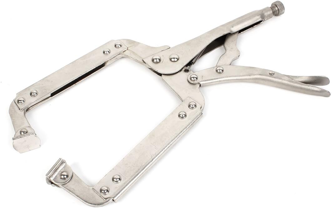 Aexit Silver Tone Adjustable Spring Loaded C Type Clamp Vise Grip Locking Welding Pliers 14" Long (6a65449912d9a2e6745bbea5827989cc)