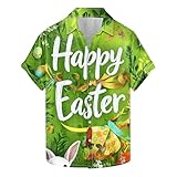 Men's Easter Button Down Shirt Funny Easter Eggs Print Short Sleeve Hawaiian Bowling Shirts Mens Easter Day T Shirts Men's Easter Shirt A, Multicolor