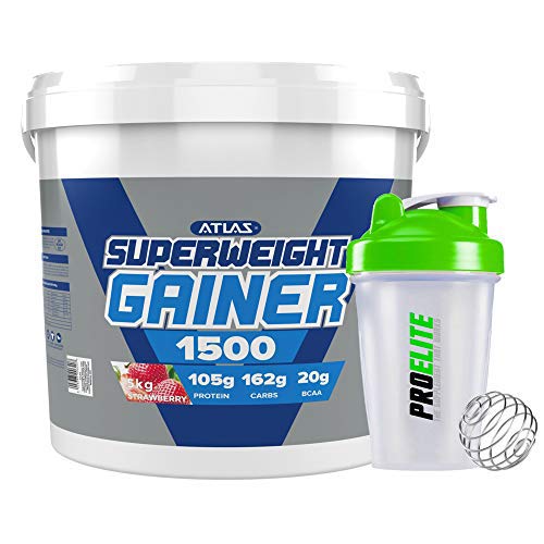 Atlas Nutrisport Super Weight Gainer Mass Gain 5kg / 5000g + Shaker (Strawberry)