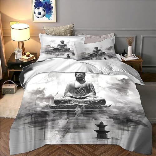 Housse de couette Bouddha 3D 220x240 cm en microfibres avec taies - 6
