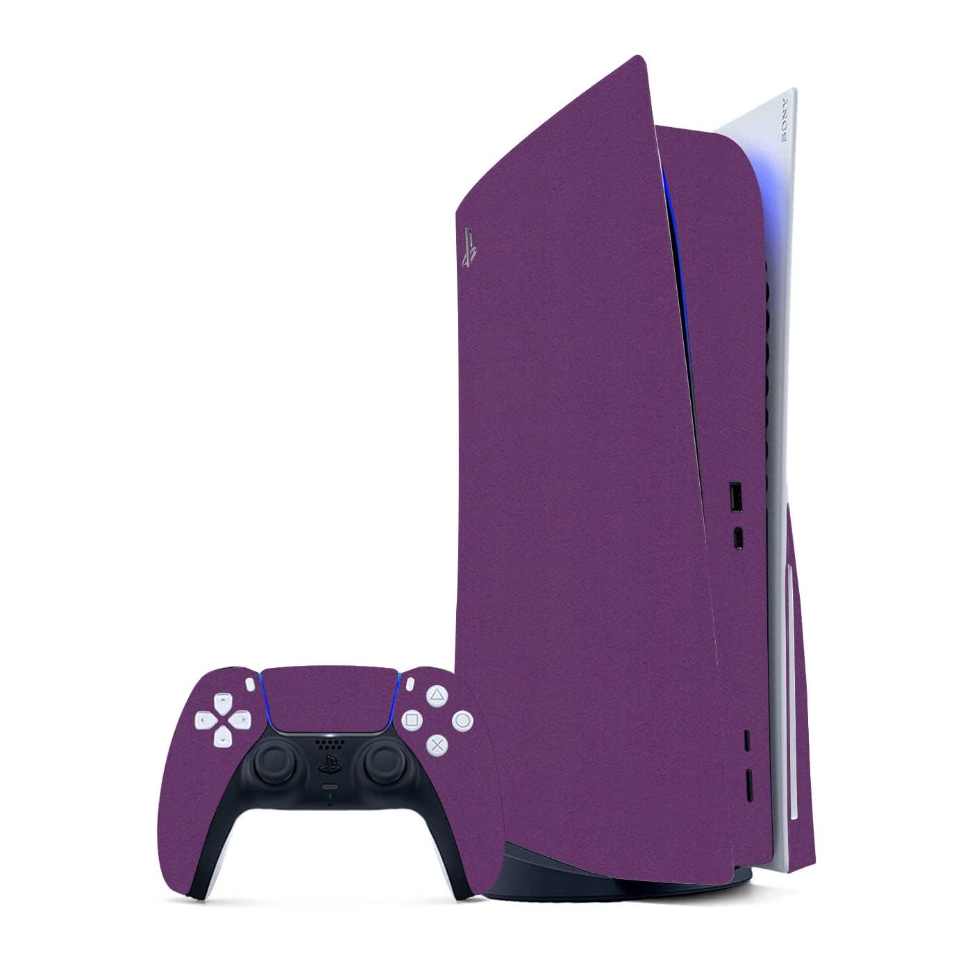 Purple Them UV 3M Vinyl Sticker Decals for PlayStation 5 Disk Version Console and Two Dual Sense 5 Sticker Skins Black PS5 Skin Console and Controller Design [Video Game]-picture-25