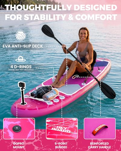 Image of HEYBOARD Inflatable Stand Up Paddle Board 10'6 inchx32 inchx6 inch Standup Paddleboard with Premium SUP Accessories & Backpack, Non-Slip Deck, Waterproof Bag, Leash, Paddle, Hand Pump