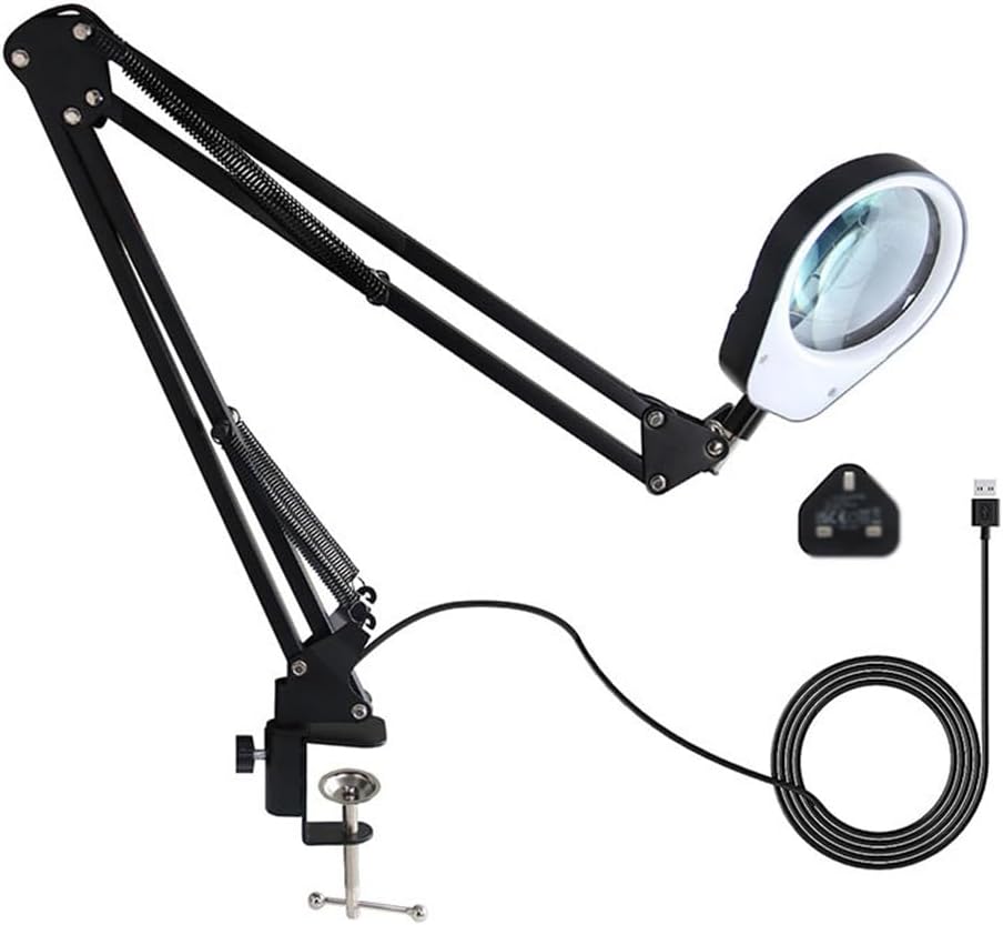 Clip Type Cantilever Bracket with Light Magnifying Glass, Electronic Repair, Embroidery Reading(10x)
