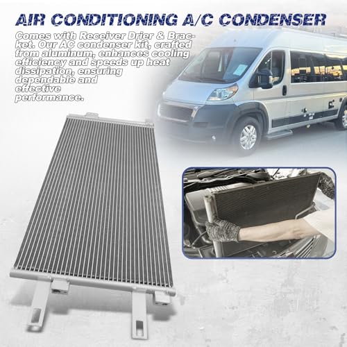 Image of Air Conditioning A /C Condenser Compatible with Ram ProMaster 1500 2500 3500# 4614, CN4614PFC, 57008243AA, 57008243AB, 68169276AB, CH3030257