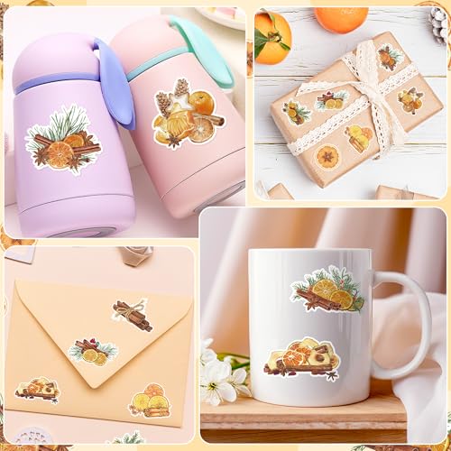 Image of Watercolor Orange Sticker Rolls - 1000 Pcs Dried Orange Waterproof Vinyl Reusable Laptop Stickers Coloring Book Scrapbook Water Bottle Page Activity Pad Birthday Party Favors Kids Skateboard