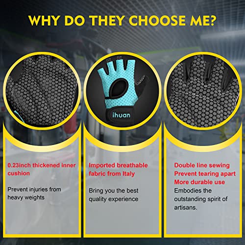 Image of ihuan Cycling Gloves Road Bike Gloves - Anti-Slip Shock Absorbing | Full Palm Protection | Breathable Biking Gloves for Cycling | Training | Workout | Sports Men & Women