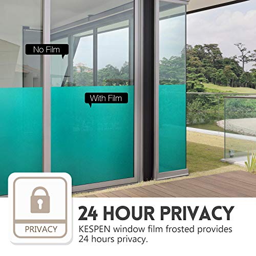 Kespen Frosted Window Privacy Film Heat Control Uv Sun Blocking Glass Stickers Static Cling Non Adhesive Door Coverings Decals For Bathroom Home Office, Green, 17.5 Inch X 6.5 Feet #TOP2