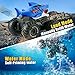 BOBXIN Amphibious Remote Control Shark Monster Truck Squirt Water,4WD All-Terrain Off-Road 2.4Ghz Waterproof RC Car Pool Water Toys for Kids Age 6+ Blue