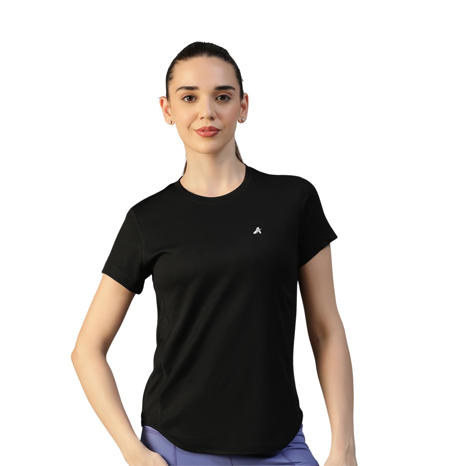 women crew neck t-shirt slim fit quick dry sports tee stretch gym workout top moisture wicking running yoga activewear comfortable casual athletic wear