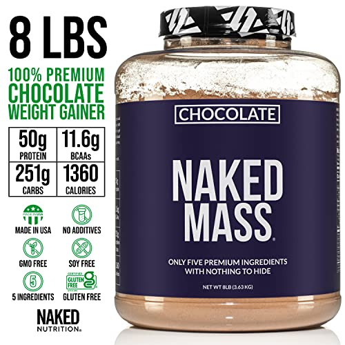 Weight Gainer High Protein Bundle: 8Lb Chocolate Naked Mass And Chocolate Chip Naked Cookies 12 Pack #TOP2
