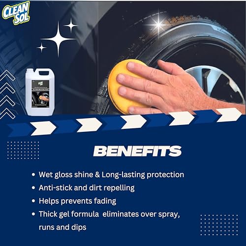 Image of Cleansol Tyre Polish Liquid for Car, Bike, Scooter & All Vehicles | High Gloss Black Shine Spray | Long-Lasting Water-Resistant Formula | 5 litre