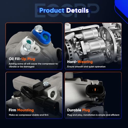 Image of ECCPP AC Compressor Fit for Hyundai Tucson 2.0L 2017-2018 | Fast Cooling AC Compressor with Clutch