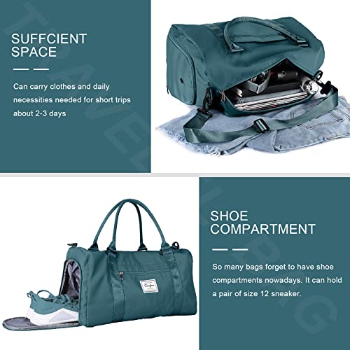 Blue Gym Bag For Women Men, Travel Tote Bag Sport Gym Duffle Bag With Shoe Compartment & Wet Pocket, Carry On Overnight Bag Hospital Bag #TOP3