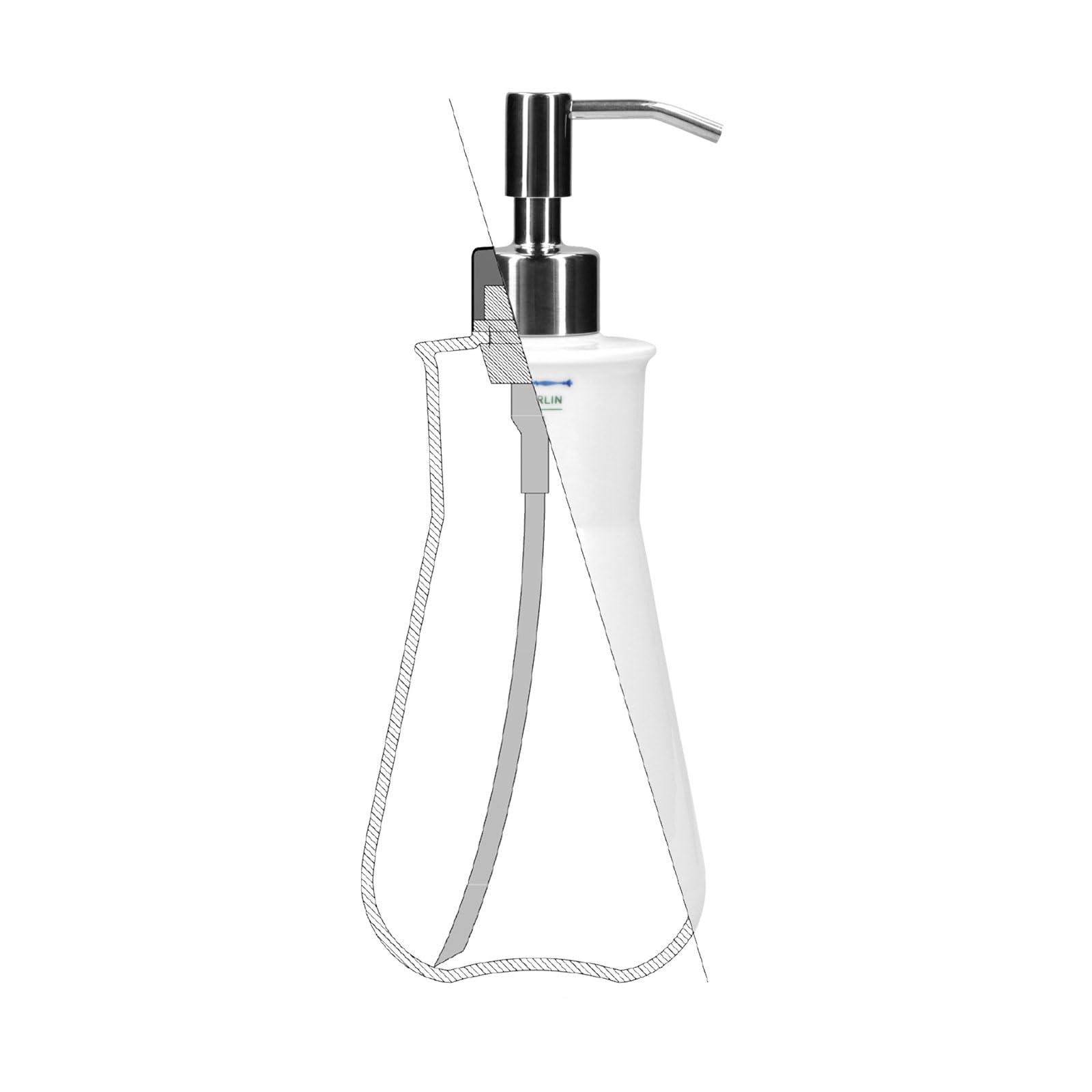 KPM Berlin LAB dozownik nr 450, dozownik mydła, dozownik oleju, dozownik z pompką 450 ml, porcelana biała, ręcznie robiony, w pudełku prezentowym