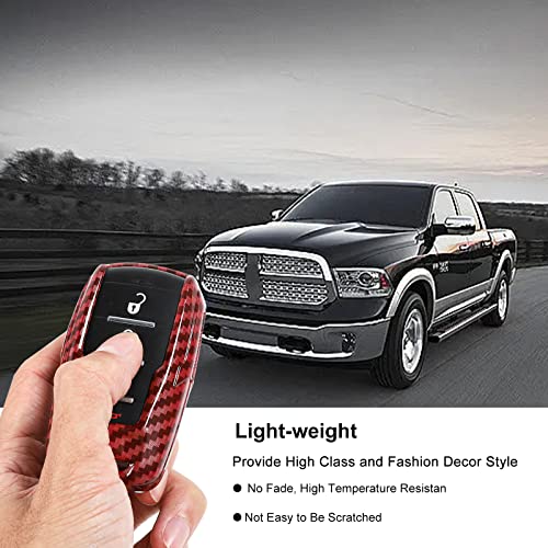 Image of Key Fob Case Cover Key Bag Holder Protection Shell Accessories for Dodge RAM 2018-2026,Red Carbon Fiber